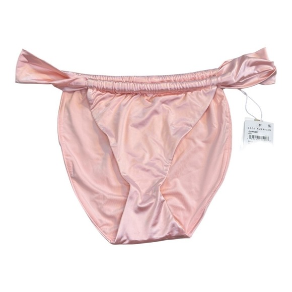 Good American Other - Good American Bubble Pink Satin Ruched Side Tie Bikini Bali Bottom Size 4 XL NEW